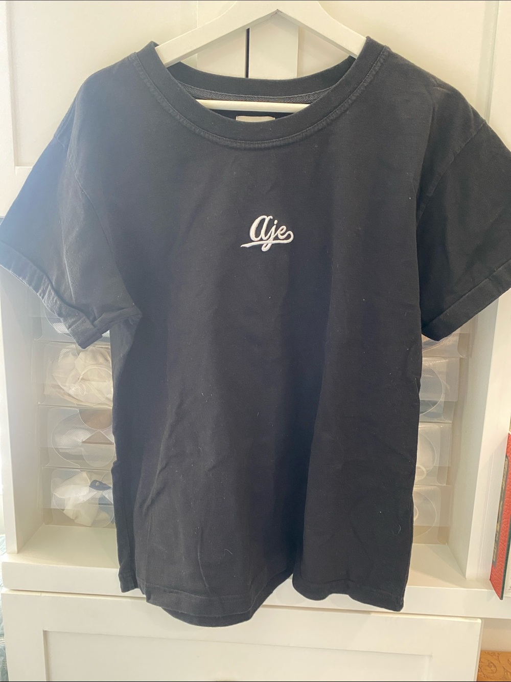 Aje Black Short Sleeve Logo Crew Tee